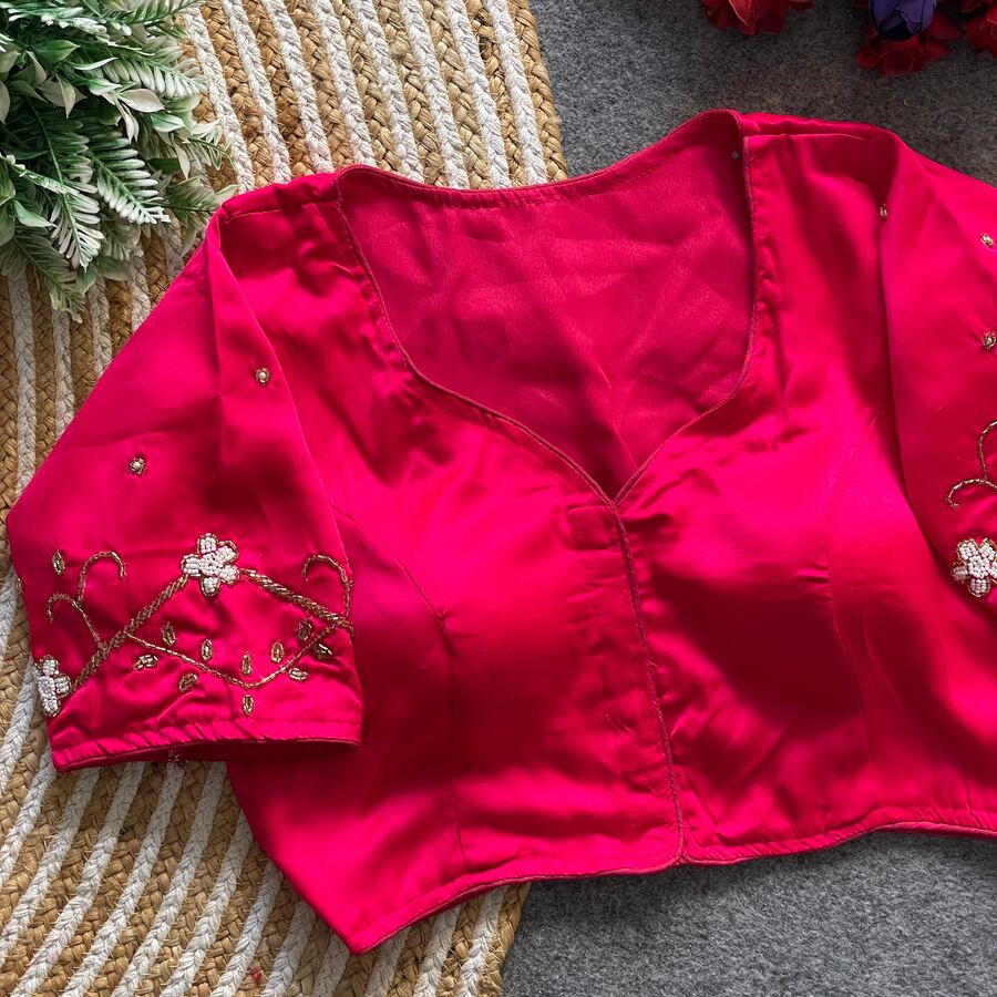 RICH LOOK MALAI SATIN HAND WORK STITCHED BLOUSE FESTIVE WEAR WHOLESALE PRICE ETHNIC GARMENT (12)