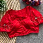 RICH LOOK MALAI SATIN HAND WORK STITCHED BLOUSE RED