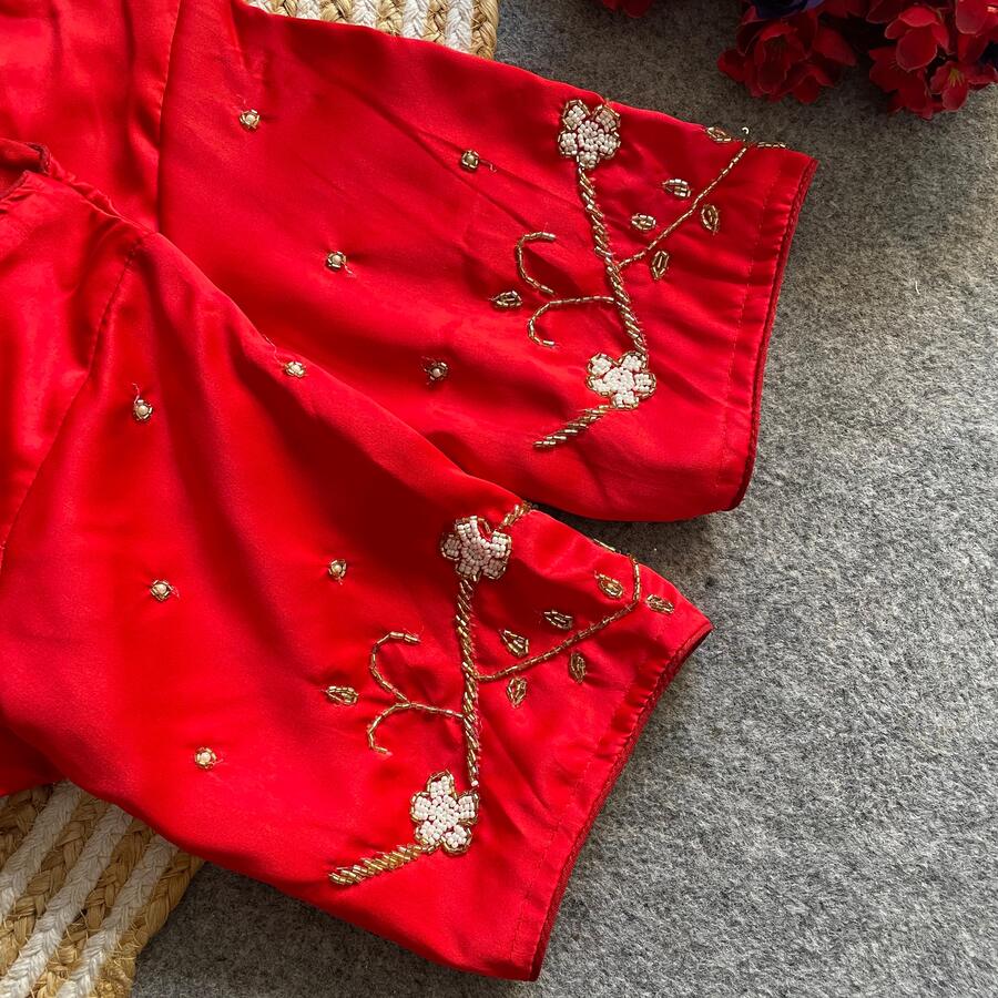 RICH LOOK MALAI SATIN HAND WORK STITCHED BLOUSE FESTIVE WEAR WHOLESALE PRICE ETHNIC GARMENT (6)