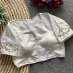 RICH LOOK MALAI SATIN HAND WORK STITCHED BLOUSE WHITE