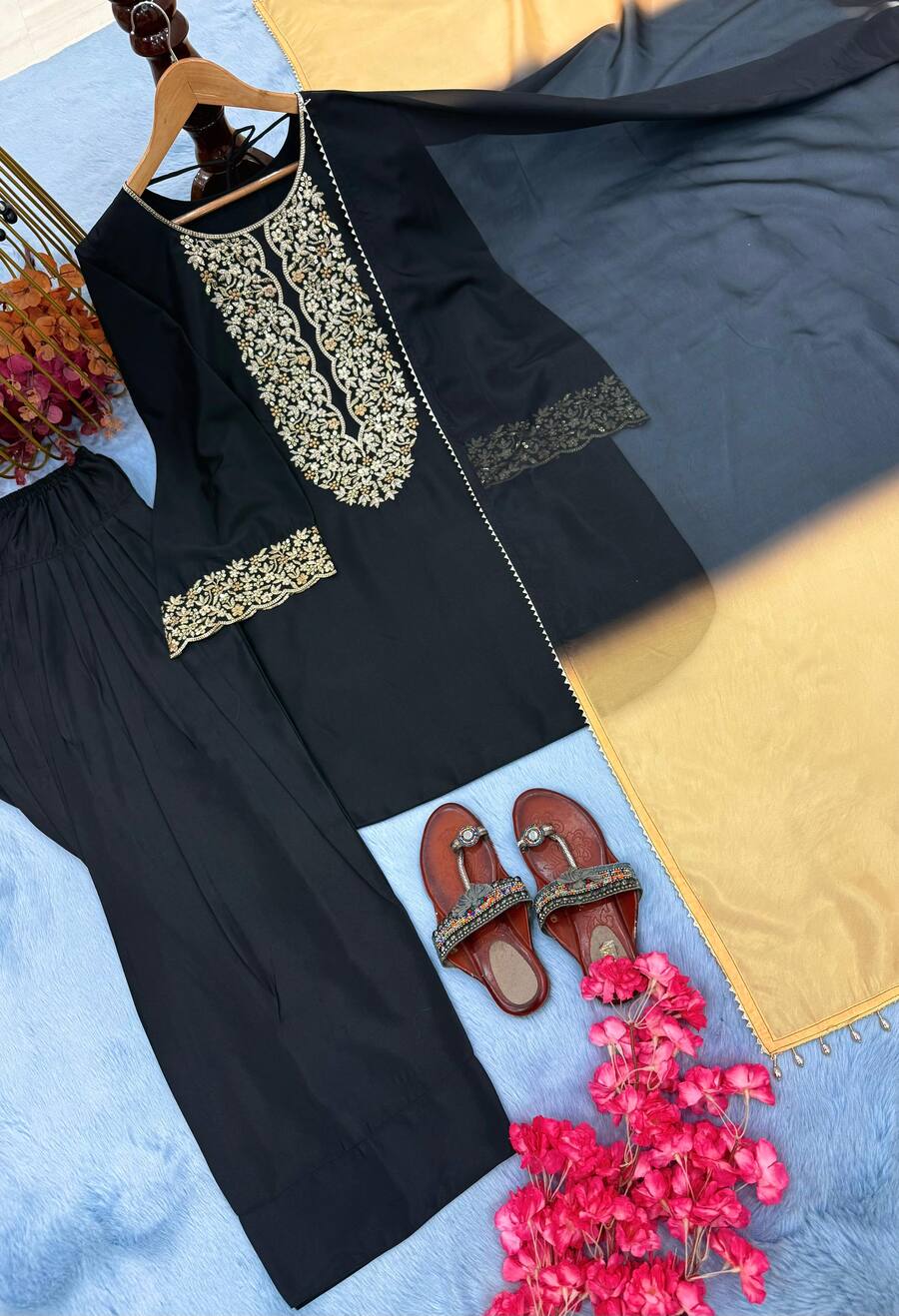 RICH LOOK NATURAL SATIN EMBROIDERY 5MM SEQUENCE WORK TOP PATIYALA WITH DUPATTA FESTIVE WEAR WHOLESALE PRICE ETHNIC GARMENT (4)