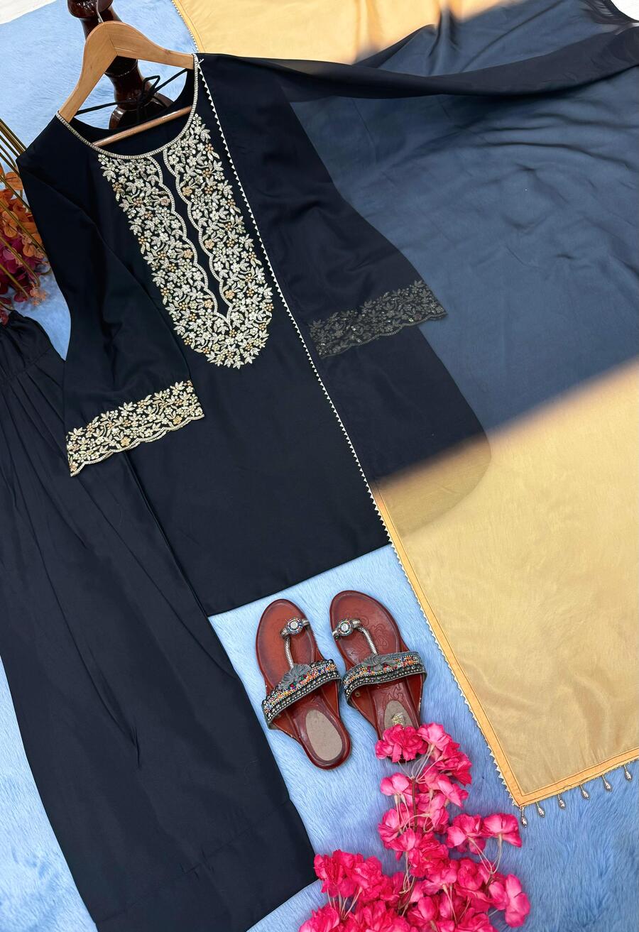 RICH LOOK NATURAL SATIN EMBROIDERY 5MM SEQUENCE WORK TOP PATIYALA WITH DUPATTA FESTIVE WEAR WHOLESALE PRICE ETHNIC GARMENT (5)