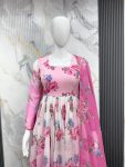 RICH LOOK ORGANZA FLORAL PRINT WORK ANARKALI GOWN BOTTOM WITH DUPATTA FESTIVE WEAR WHOLESALE PRICE ETHNIC GARMENT (5)