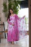 RICH LOOK ORGANZA FLORAL PRINT WORK ANARKALI GOWN BOTTOM WITH DUPATTA FESTIVE WEAR WHOLESALE PRICE ETHNIC GARMENT (5)