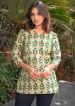 RICH LOOK RAYON DIGITAL PRINT WORK SHORT KURTI GREEN
