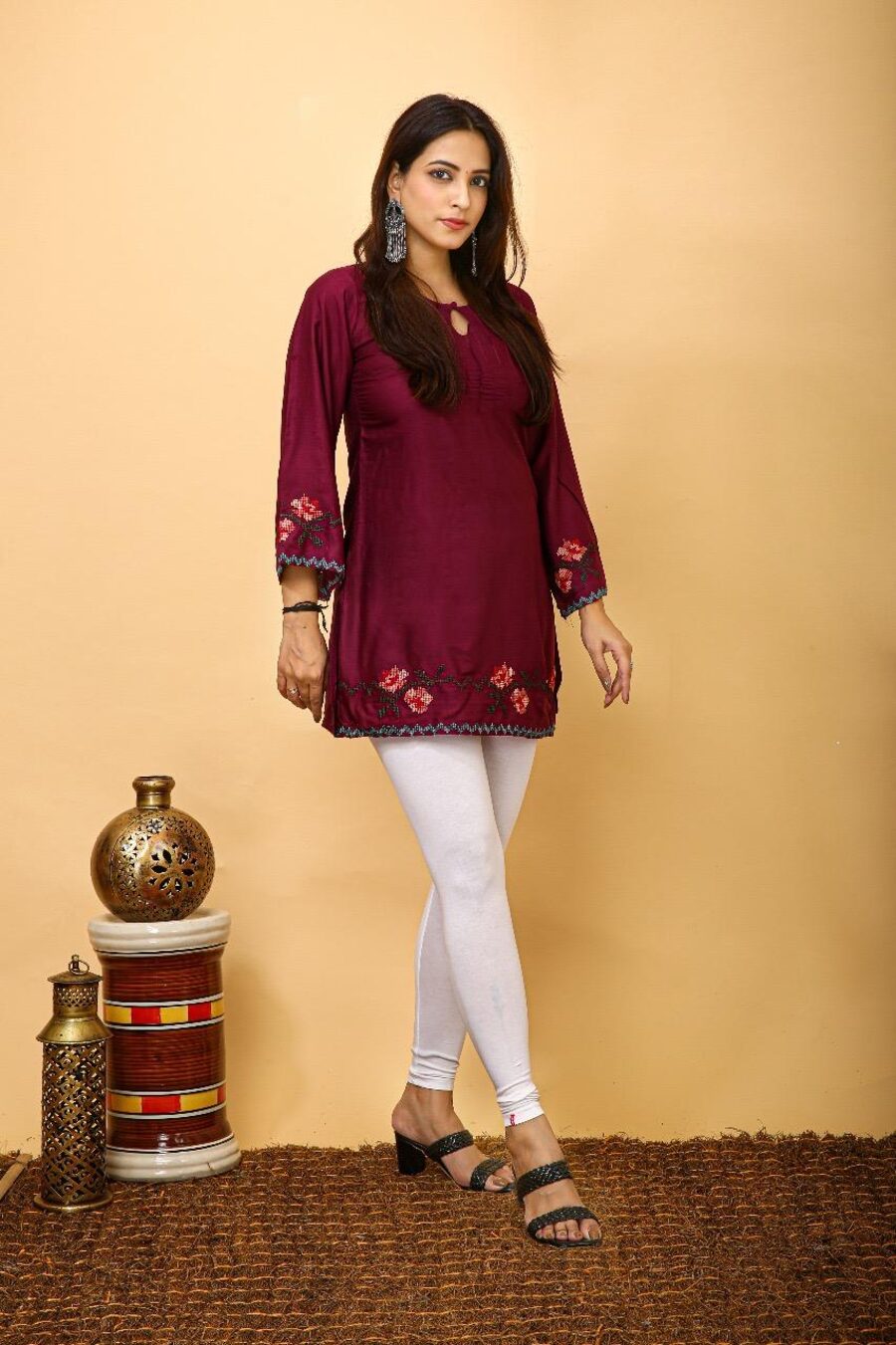 RICH LOOK RAYON EMBROIDERY WORK TOP DAILY WEAR WHOLESALE PRICE ETHNIC GARMENT (1)
