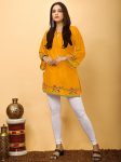 RICH LOOK RAYON EMBROIDERY WORK TOP YELLOW