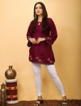 RICH LOOK RAYON EMBROIDERY WORK TOP MAROON