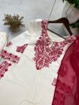 RICH LOOK ROMAN SILK EMBROIDERY WORK TOP BOTTOM WITH DUPATTA OFFICE WEAR WHOLESALE PRICE ETHNIC GARMENT (2)