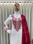 RICH LOOK ROMAN SILK EMBROIDERY WORK TOP BOTTOM WITH DUPATTA OFFICE WEAR WHOLESALE PRICE ETHNIC GARMENT (2)