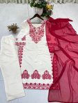 RICH LOOK ROMAN SILK EMBROIDERY WORK TOP BOTTOM WITH DUPATTA OFFICE WEAR WHOLESALE PRICE ETHNIC GARMENT (2)
