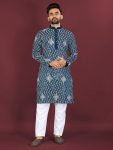 RICH LOOK SOFT SILK CROSS PATTERN WHITE THREAD EMBROIDERY SEQUENCE WORK MEN’S KURTA PAYJAMA WEDDING WEAR WHOLESALE PRICE ETHNIC GARMENT (13)