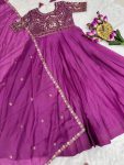 RICH LOOK STAR GEORGETTE SILK EMBROIDERY WORK GOWN WITH DUPATTA PARTY WEAR WHOLESALE PRICE ETHNIC GARMENT (11)