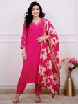 RICH LOOK VISCOSE SILK EMBROIDERY WORK TOP BOTTOM WITH DUPATTA  PINK