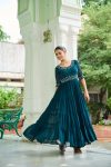 TRENDING BLOOMING GEORGETTE EMBROIDERY BEADS WORK GOWN WEDDING WEAR WHOLESALE PRICE ETHNIC GARMENT (13)