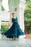 TRENDING BLOOMING GEORGETTE EMBROIDERY BEADS WORK GOWN WEDDING WEAR WHOLESALE PRICE ETHNIC GARMENT (13)