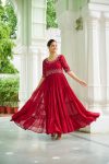 TRENDING BLOOMING GEORGETTE EMBROIDERY BEADS WORK GOWN WEDDING WEAR WHOLESALE PRICE ETHNIC GARMENT (8)