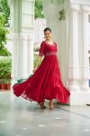 TRENDING BLOOMING GEORGETTE EMBROIDERY BEADS WORK GOWN WEDDING WEAR WHOLESALE PRICE ETHNIC GARMENT (8)