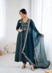 TRENDING CRUNCHY SILK EMBROIDERY SEQUENCE WORK GOWN BOTTOM WITH DUPATTA FESTIVE WEAR WHOLESALE PRICE ETHNIC GARMENT (12)