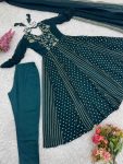 TRENDING CRUNCHY SILK EMBROIDERY SEQUENCE WORK GOWN BOTTOM WITH DUPATTA FESTIVE WEAR WHOLESALE PRICE ETHNIC GARMENT (12)