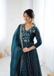 TRENDING CRUNCHY SILK EMBROIDERY SEQUENCE WORK GOWN BOTTOM WITH DUPATTA FESTIVE WEAR WHOLESALE PRICE ETHNIC GARMENT (12)