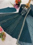 TRENDING CRUNCHY SILK EMBROIDERY SEQUENCE WORK GOWN BOTTOM WITH DUPATTA FESTIVE WEAR WHOLESALE PRICE ETHNIC GARMENT (12)