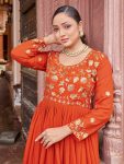 TRENDING FAUX BLOOMING ZARI-SEQUENCE & BEADS EMBROIDERY WORK GOWN WEDDING WEAR WHOLESALE PRICE ETHNIC GARMENT (5)