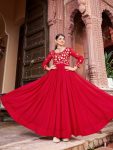 TRENDING FAUX BLOOMING ZARI-SEQUENCE & BEADS EMBROIDERY WORK GOWN RED