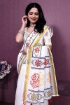 TRENDING HANDLOOM LINEN COTTON DIGITAL PRINT GOLD ZARI BORDER WORK SAREE WITH UNSTITCHED BLOUSE FESTIVAL WEAR WHOLESALE PRICE ETHNIC GARMENT (2)