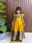TRENDING KANJIVARAM SILK WEAVING WORK KID’S GOWN FESTIVAL WEAR WHOLESALE PRICE ETHNIC GARMENT (10)