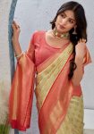 TRENDING LATEST LICHI SILK JACQUARD WORK SAREE WITH UNSTITCHED BLOUSE FESTIVE WEAR WHOLESALE PRICE ETHNIC GARMENT (2)