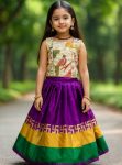 TRENDING LICHI SILK JACQUARD WEAVING WORK KID'S LEHENGA CHOLI PURPLE