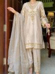 TRENDING SILK EMBROIDERY CHAIN SEQUENCE WORK TOP BOTTOM WITH DUPATTA OFF WHITE