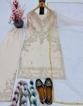 TRENDING SILK EMBROIDERY CHAIN SEQUENCE WORK TOP BOTTOM WITH DUPATTA PARTY WEAR WHOLESALE PRICE ETHNIC GARMENTWHITE (2)