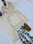 TRENDING SILK EMBROIDERY CHAIN SEQUENCE WORK TOP BOTTOM WITH DUPATTA PARTY WEAR WHOLESALE PRICE ETHNIC GARMENTWHITE (2)