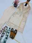 TRENDING SILK EMBROIDERY CHAIN SEQUENCE WORK TOP BOTTOM WITH DUPATTA PARTY WEAR WHOLESALE PRICE ETHNIC GARMENTWHITE (2)