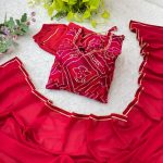 TRENDING VISCOSE RAYON BHANDHEJ PRINT GOWN BOTTOM WITH DUPATTA FESTIVAL WEAR WHOLESALE PRICE ETHNIC GARMENT (14)