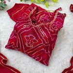 TRENDING VISCOSE RAYON BHANDHEJ PRINT GOWN BOTTOM WITH DUPATTA FESTIVAL WEAR WHOLESALE PRICE ETHNIC GARMENT (14)