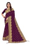 DESIGNER GEORGETTE EMBROIDERY WORK SAREE WITH UNSTITCHED BLOUSE WINE