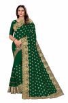 DESIGNER GEORGETTE EMBROIDERY WORK SAREE WITH UNSTITCHED BLOUSE GREEN