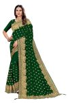 DESIGNER GEORGETTE EMBROIDERY WORK SAREE WITH UNSTITCHED BLOUSE GREEN