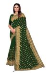 DESIGNER GEORGETTE EMBROIDERY WORK SAREE WITH UNSTITCHED BLOUSE PARROT GREEN