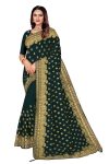 DESIGNER GEORGETTE EMBROIDERY WORK SAREE WITH UNSTITCHED BLOUSE DARK GREEN