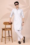 FANCY COTTON EMBROIDERY WORK MEN'S ONLY KURTA WHITE