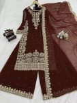 16DESIGNER GEORGETTE CODING AND SEQUENCE WITH RIVET MOTI WORK TOP PALAZZO WITH DUPATTA FESTIVE WEAR WHOLESALE PRICE ETHNIC GARMENT (16)