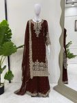 16DESIGNER GEORGETTE CODING AND SEQUENCE WITH RIVET MOTI WORK TOP PALAZZO WITH DUPATTA FESTIVE WEAR WHOLESALE PRICE ETHNIC GARMENT (16)