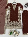 16DESIGNER GEORGETTE CODING AND SEQUENCE WITH RIVET MOTI WORK TOP PALAZZO WITH DUPATTA FESTIVE WEAR WHOLESALE PRICE ETHNIC GARMENT (16)