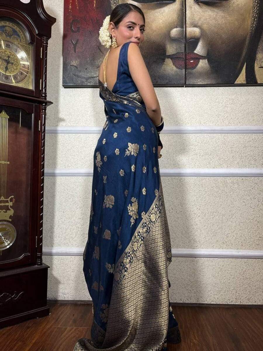 1ATTRACTIVE LICHI SILK JACQUARD WORK SAREE WITH UNSTITCHED BLOUSE FESTIVE WEAR WHOLESALE PRICE ETHNIC GARMENT (17)