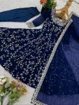 DESIGNER GEORGETTE EMBROIDERY SEQUENCE WORK GOWN BOTTOM WITH DUPATTA WEDDING WEAR WHOLESALE PRICE ETHNIC GARMENT (5)
