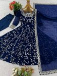 DESIGNER GEORGETTE EMBROIDERY SEQUENCE WORK GOWN BOTTOM WITH DUPATTA WEDDING WEAR WHOLESALE PRICE ETHNIC GARMENT (5)